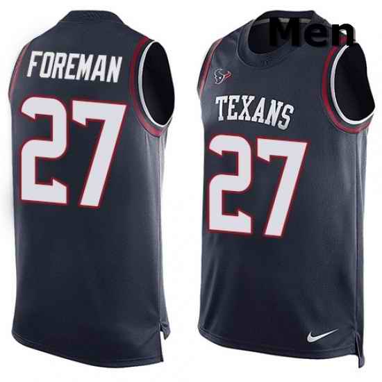 Men Nike Houston Texans 27 DOnta Foreman Limited Navy Blue Player Name Number Tank Top NFL Jersey